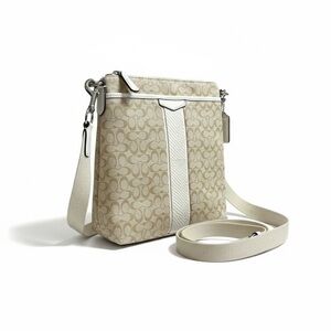 Coach Signature Canvas Cream White Snake Embossed Crossbody Camera Bag